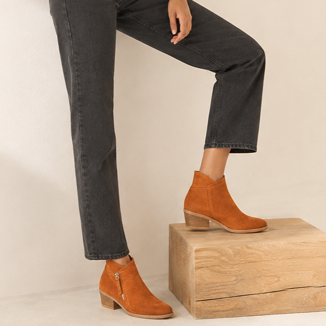 Cosima | Low-Heel Suede-Effect Zip-Up Ankle Boots