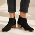 Cosima | Low-Heel Suede-Effect Zip-Up Ankle Boots