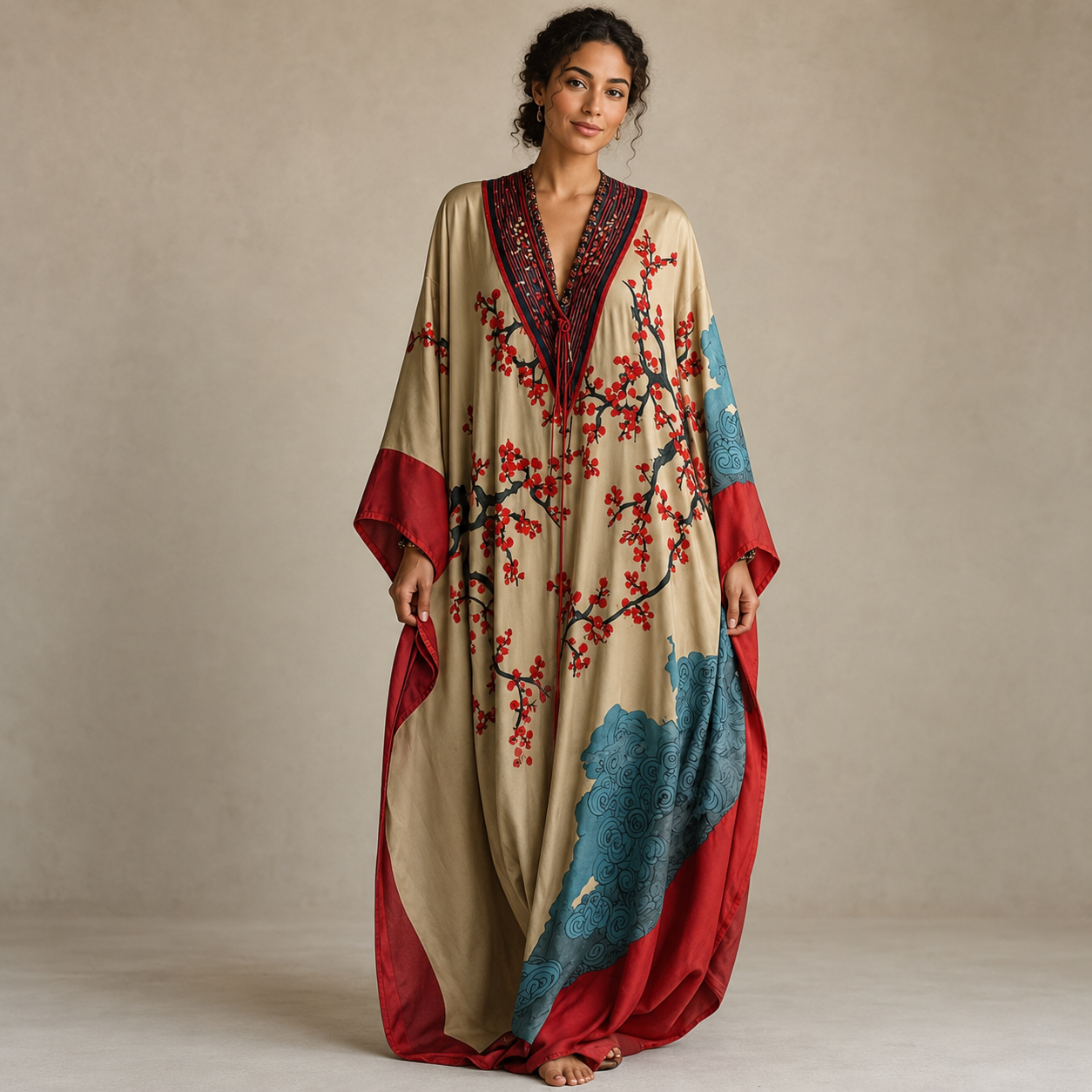 Saskia | Batwing Sleeve Floral Maxi Dress