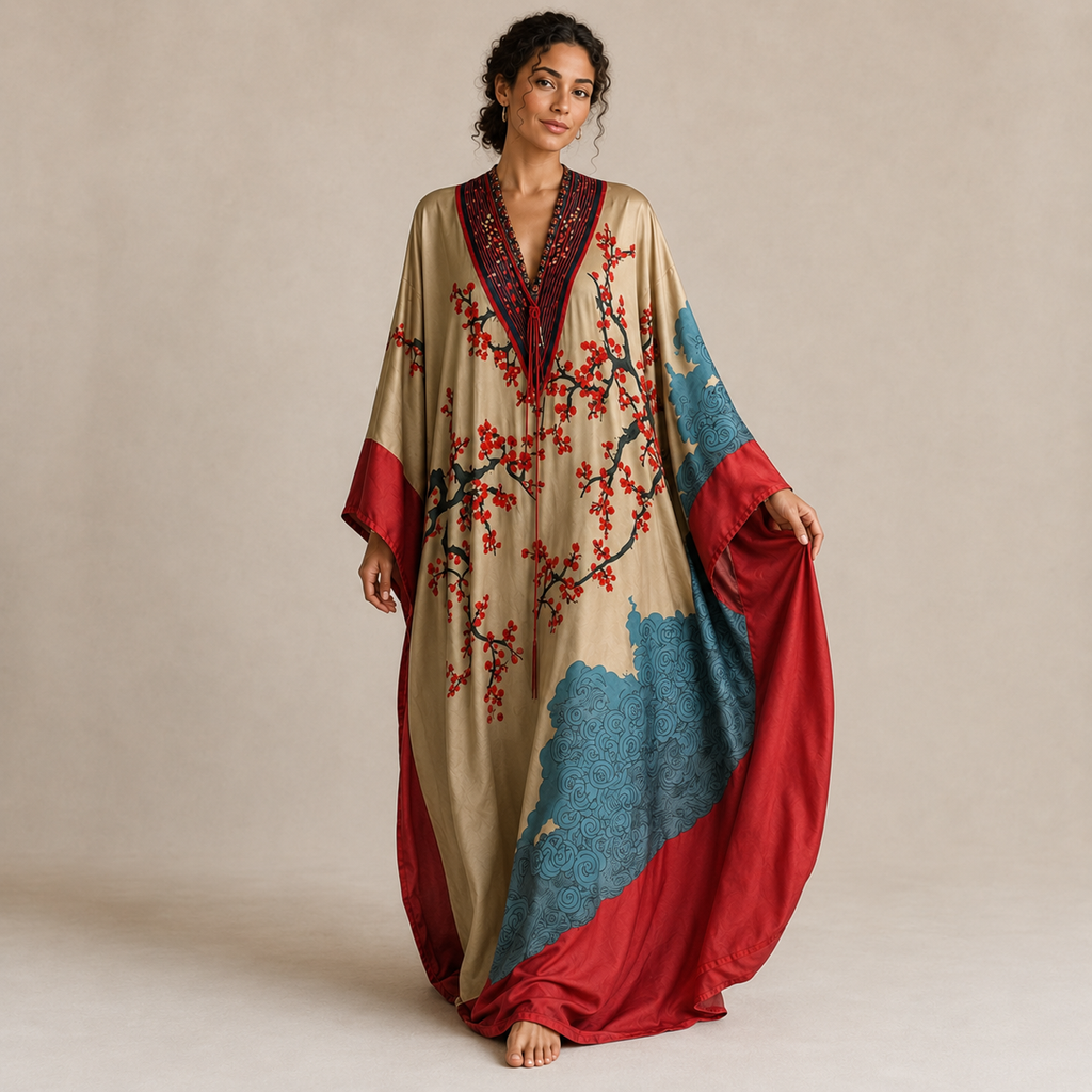 Saskia | Batwing Sleeve Floral Maxi Dress