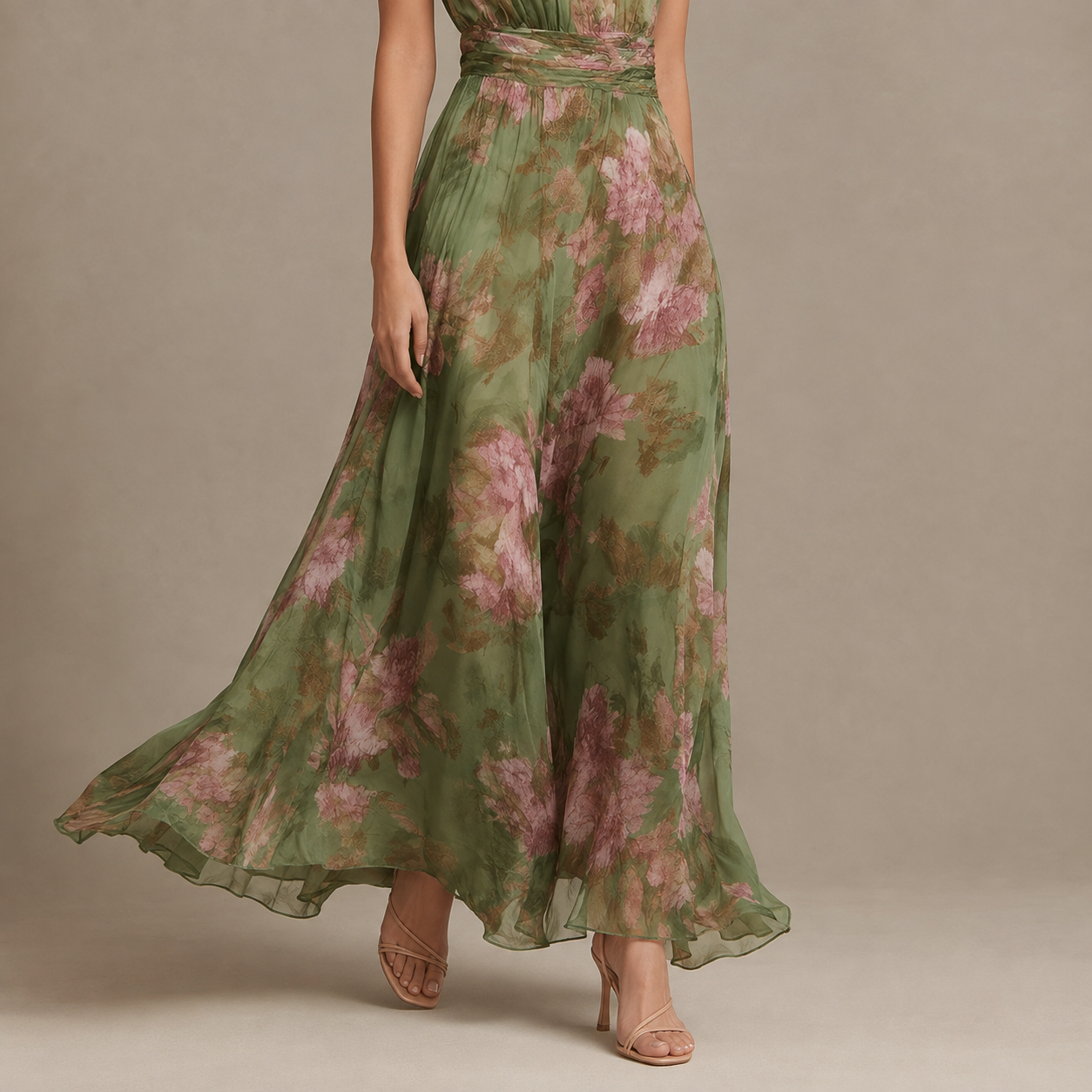 Anais | Floral Halterneck Chiffon Midi Dress