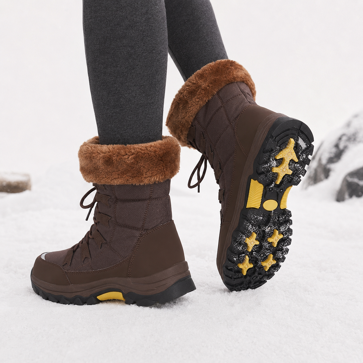 Seraphina | Faux Fur Lined Lace-Up Winter Boots