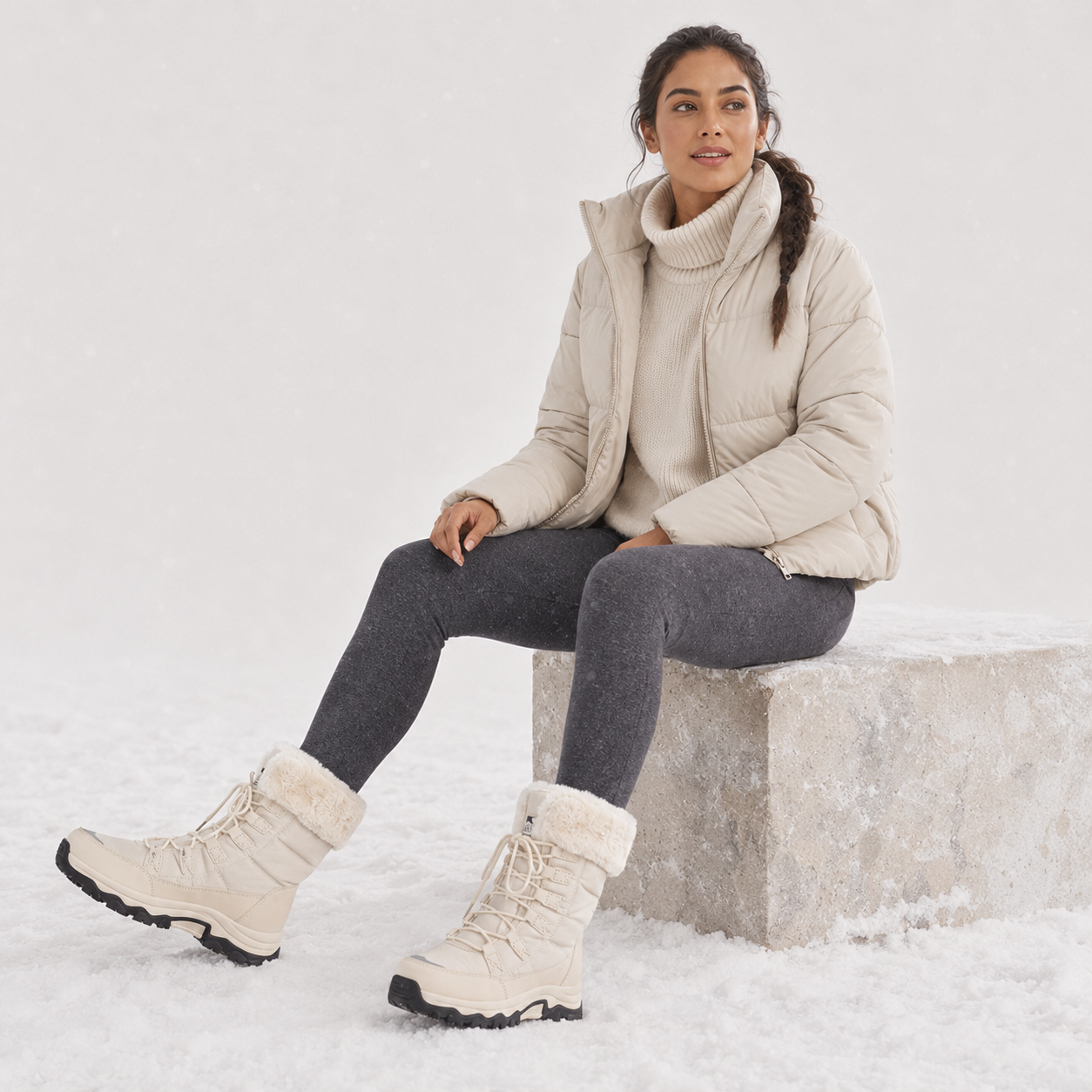 Seraphina | Faux Fur Lined Lace-Up Winter Boots