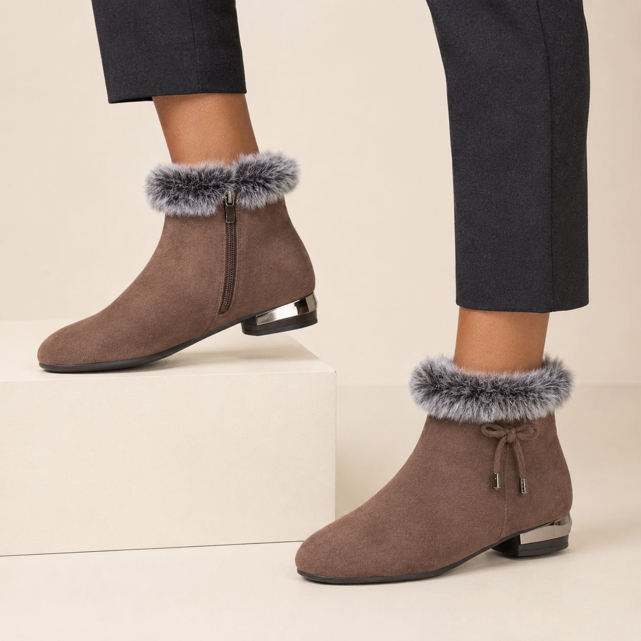 Georgiana | Fur-Lined Ankle Boots with Low Heel