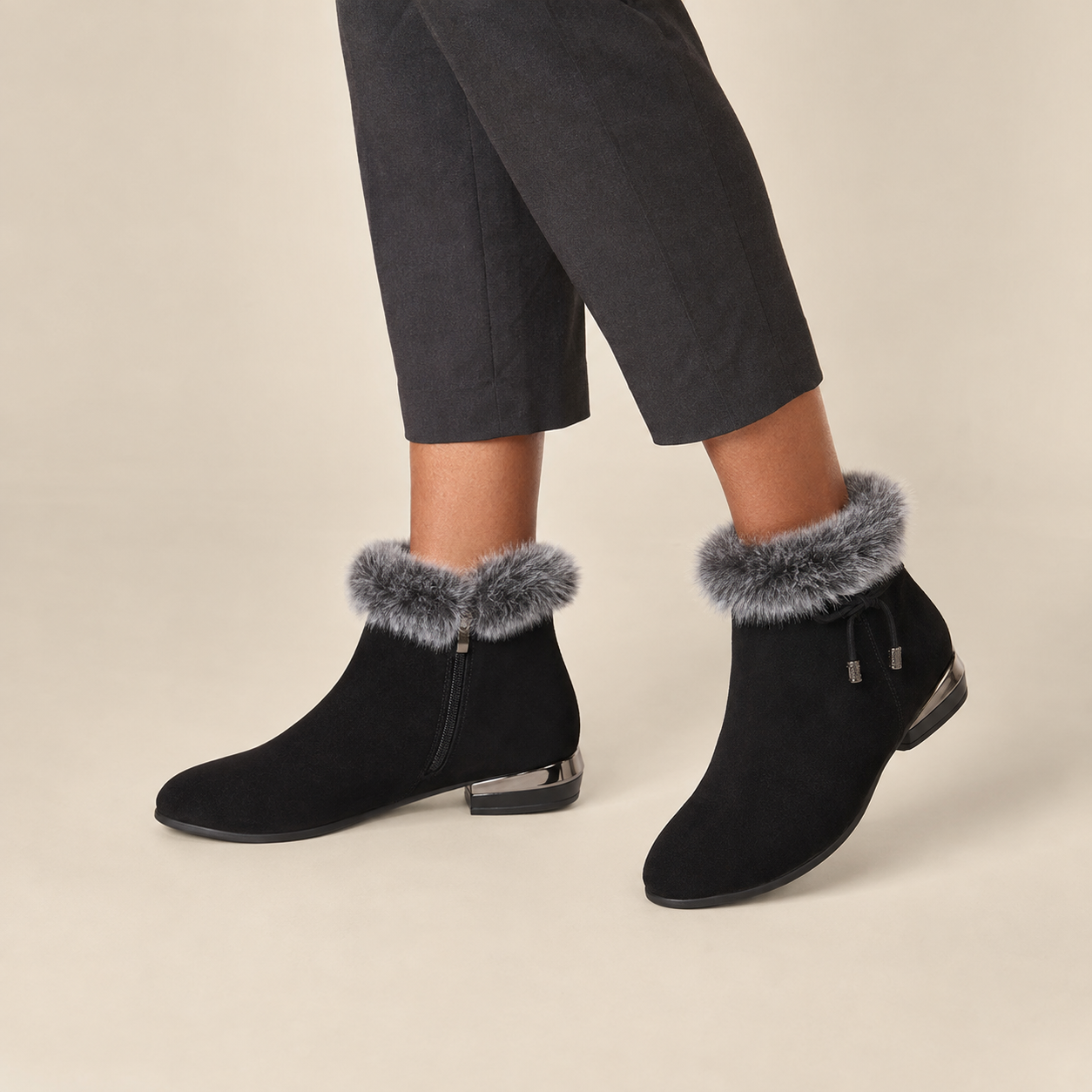 Georgiana | Fur-Lined Ankle Boots with Low Heel