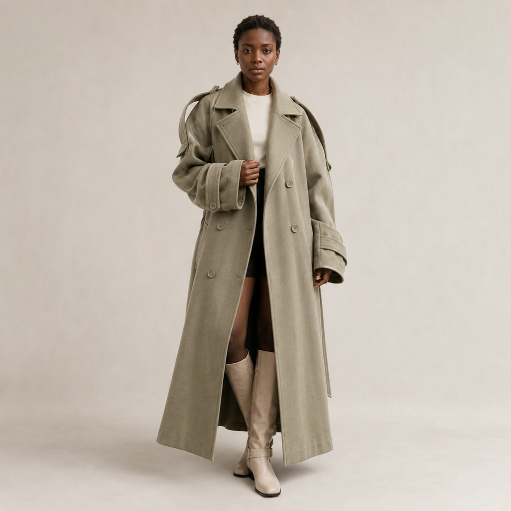 Rosaline | Long Oversized Trench Coat with Wide Lapels