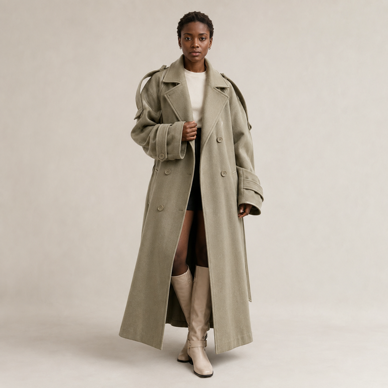 Rosaline | Long Oversized Trench Coat with Wide Lapels