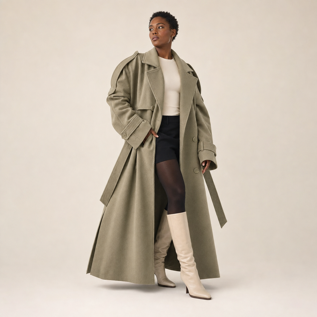 Rosaline | Long Oversized Trench Coat with Wide Lapels
