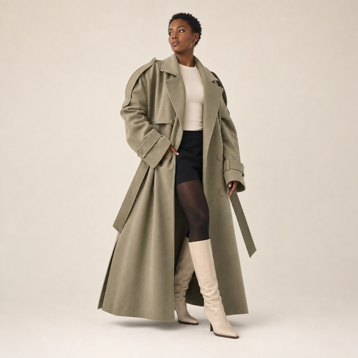 Rosaline | Long Oversized Trench Coat with Wide Lapels