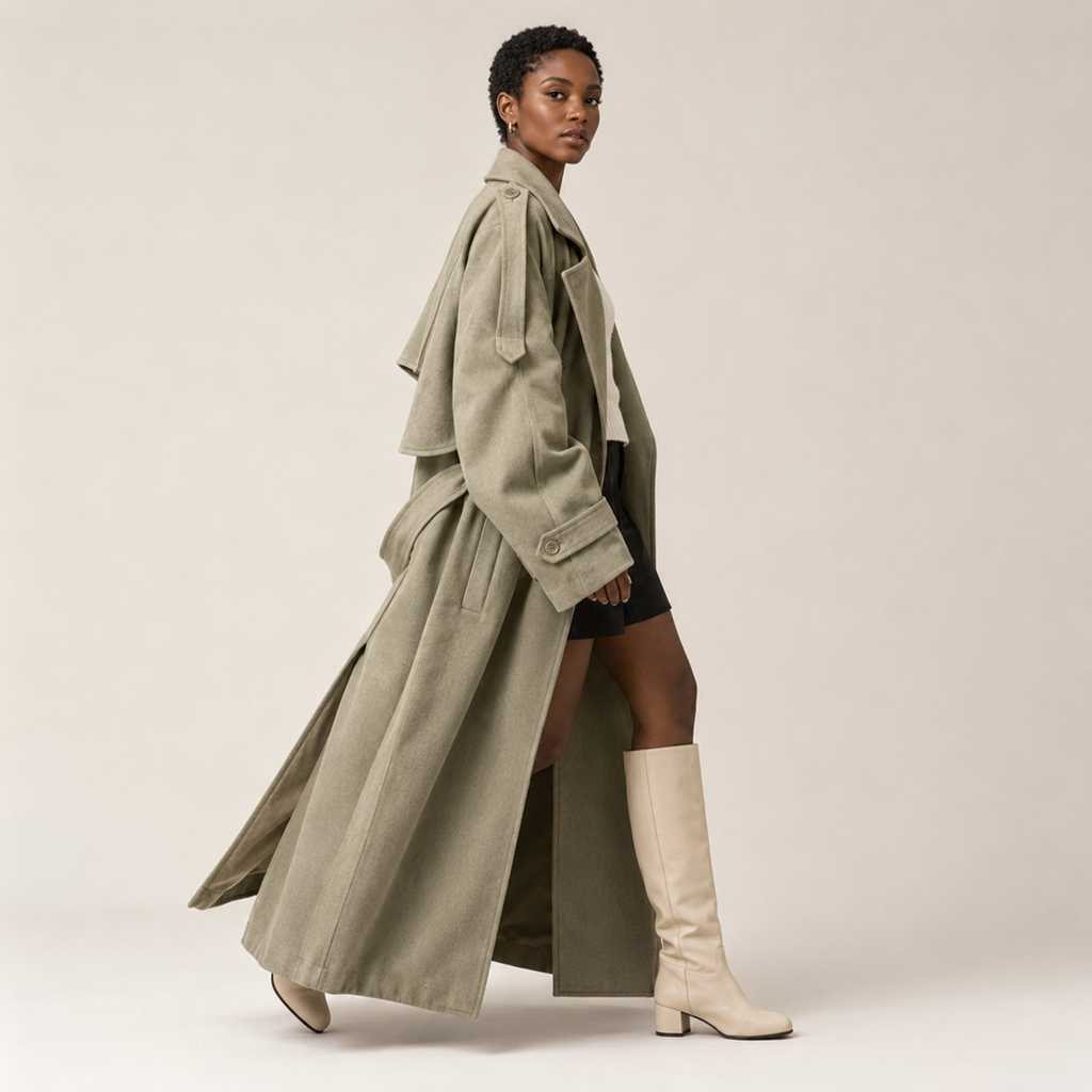 Rosaline | Long Oversized Trench Coat with Wide Lapels