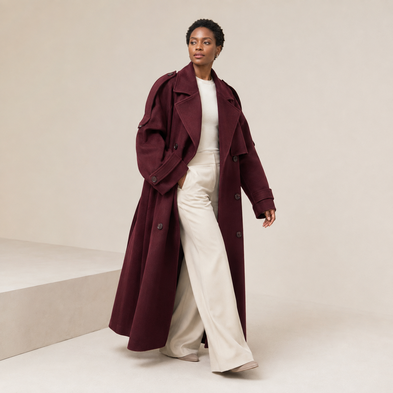 Rosaline | Long Oversized Trench Coat with Wide Lapels