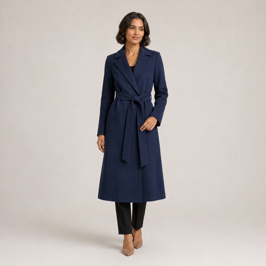 Cecilia | Wool-Blend Trench Coat with Belted Waist