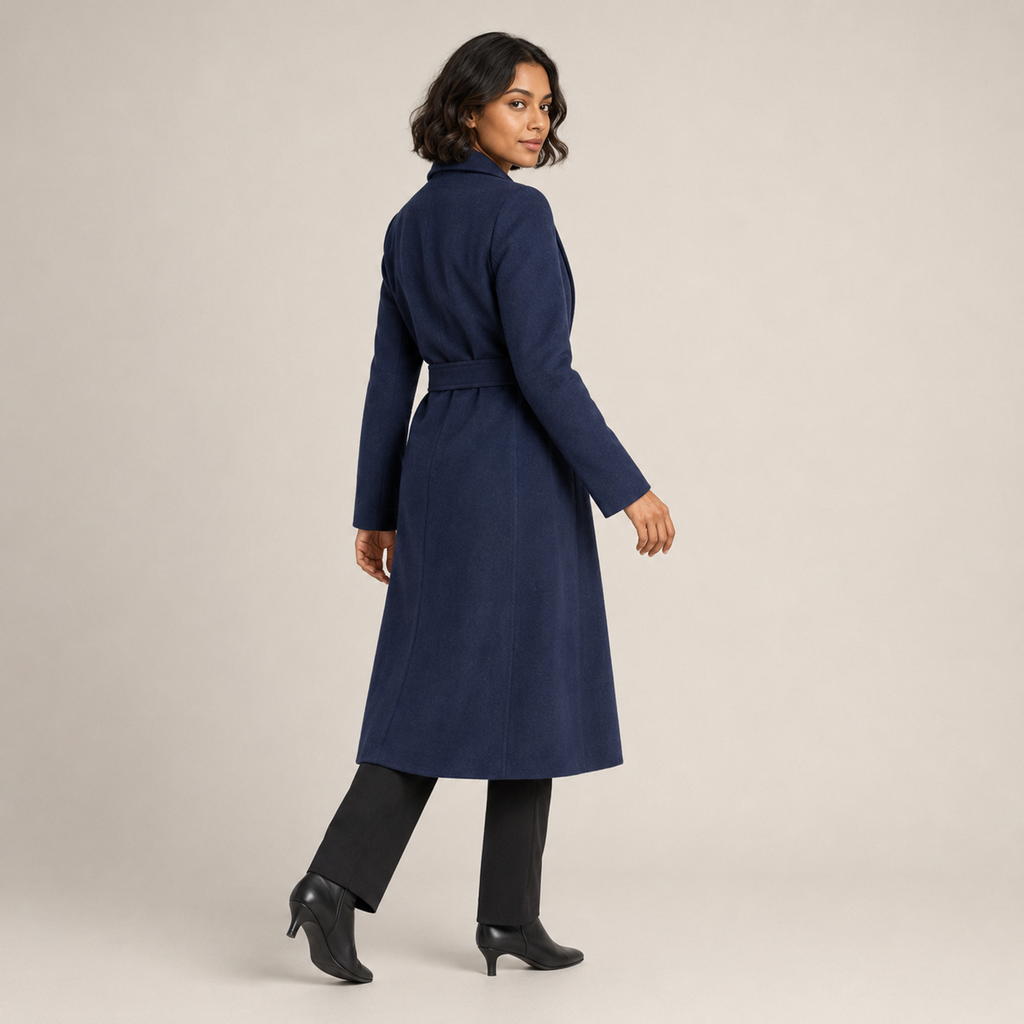 Cecilia | Wool-Blend Trench Coat with Belted Waist