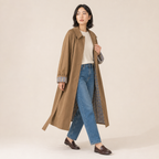 Harriet | Oversized Cotton-Blend Trench Coat with Plaid Lining