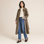 Harriet | Oversized Cotton-Blend Trench Coat with Plaid Lining