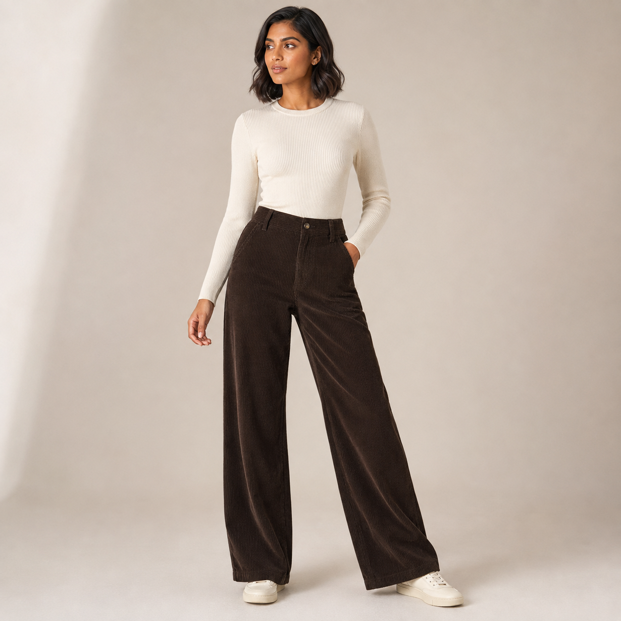 Zora | Wide-Leg Casual Corduroy Pants