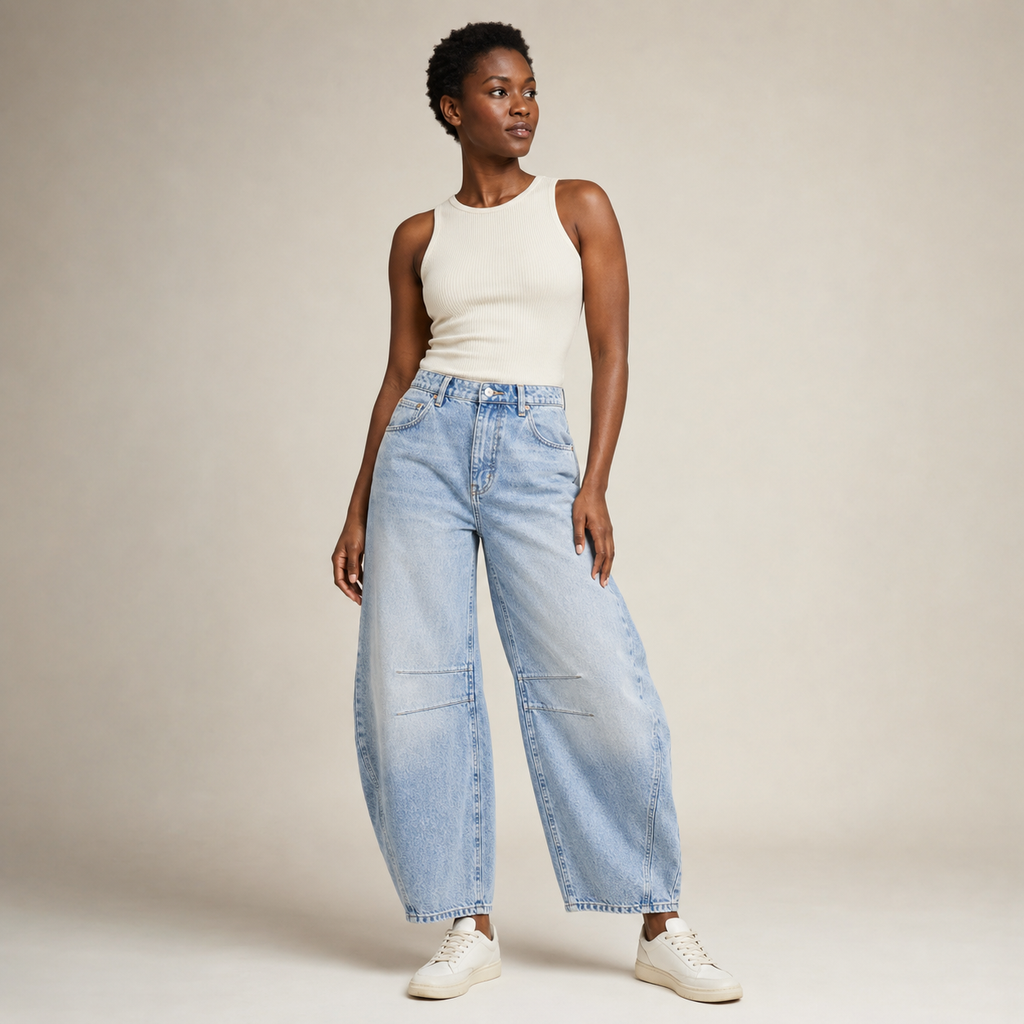 Marceline | Classic High-Waisted Barrel Leg Jeans