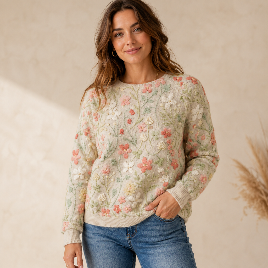 Daphne | Floral Embroidered Knit Women's Jumper