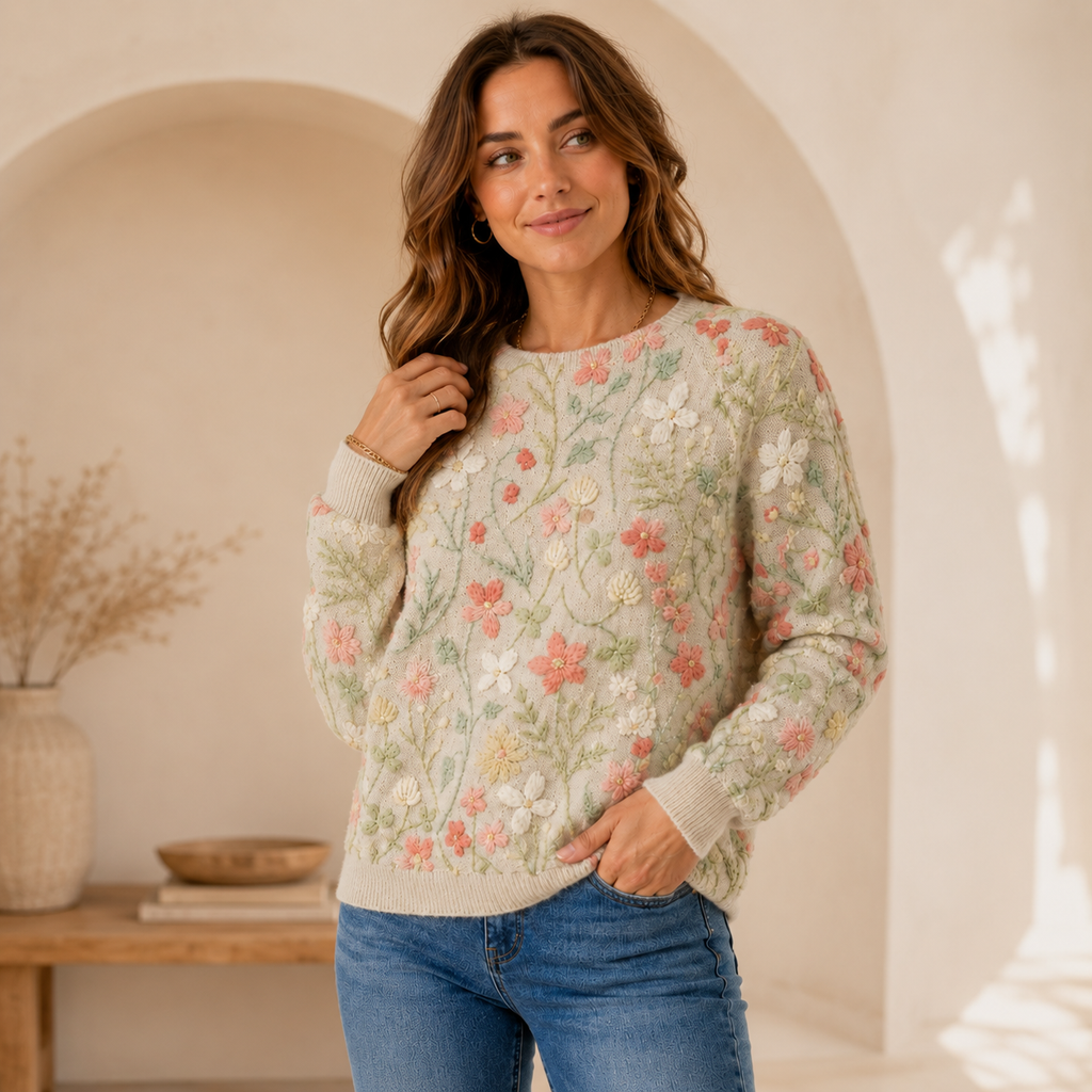 Daphne | Floral Embroidered Knit Women's Jumper
