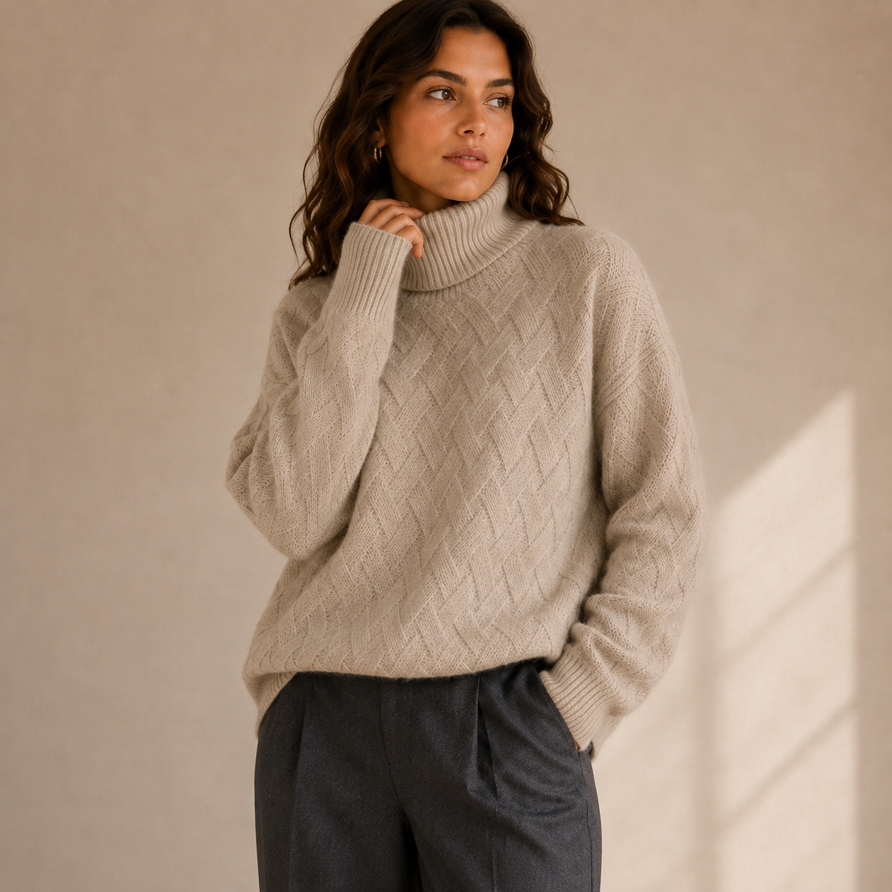 Sylvie | Textured Turtleneck Knit Jumper for Women