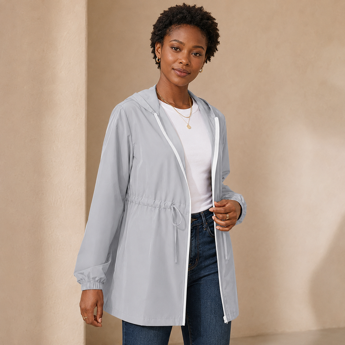 Winnie | Hooded Rain Jacket with Drawstring Waist