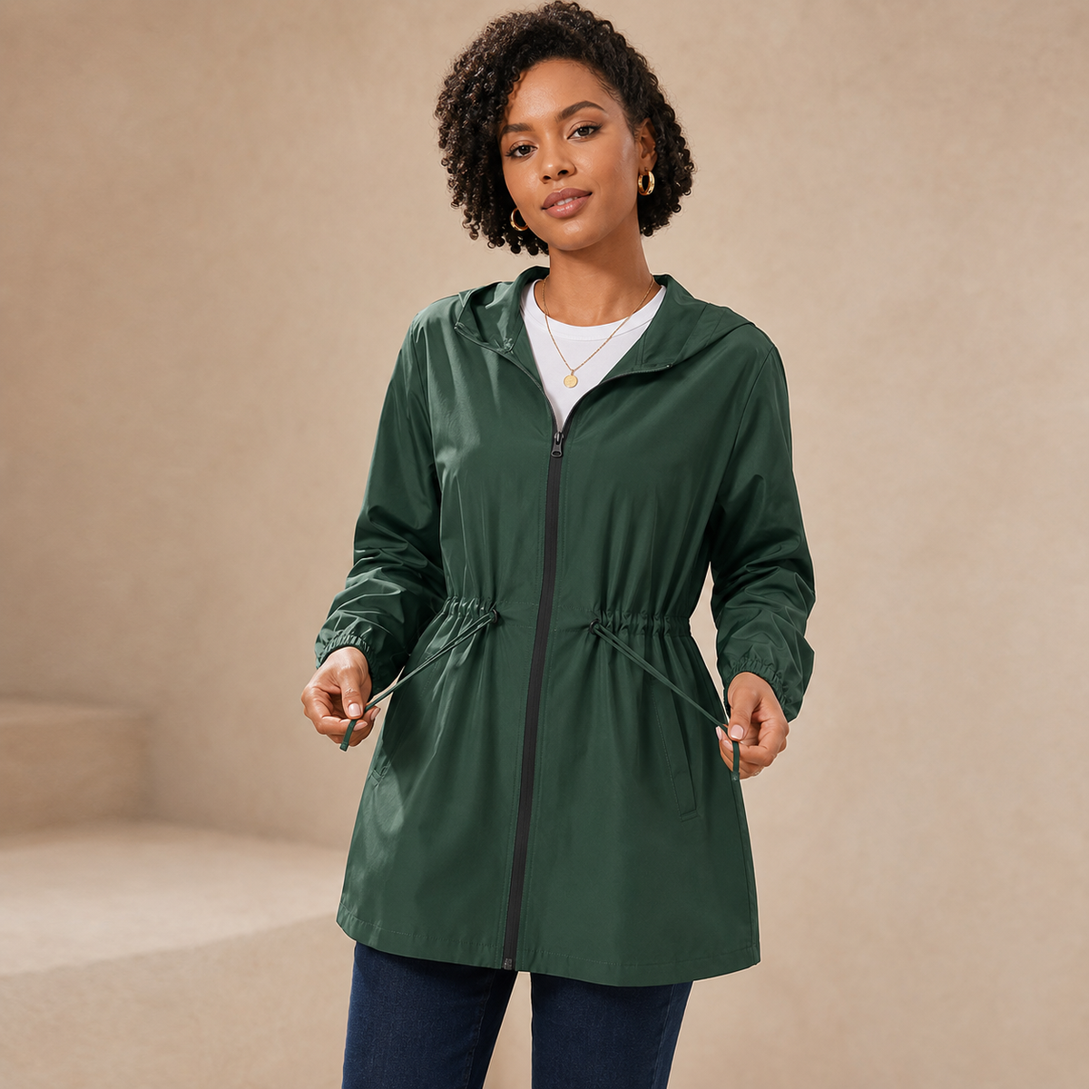 Winnie | Hooded Rain Jacket with Drawstring Waist