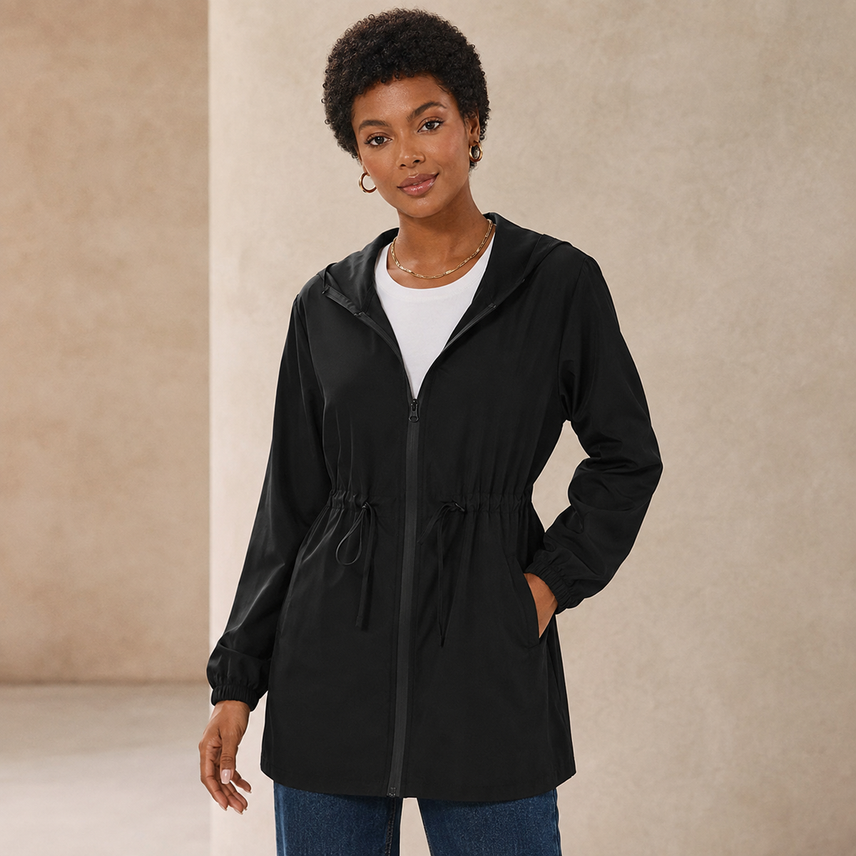 Winnie | Hooded Rain Jacket with Drawstring Waist