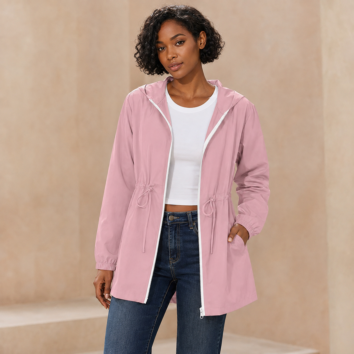 Winnie | Hooded Rain Jacket with Drawstring Waist