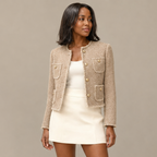 Thea | Cropped Tweed Blazer with Gold Buttons