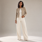 Thea | Cropped Tweed Blazer with Gold Buttons