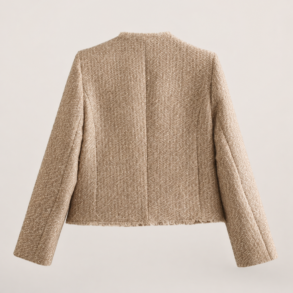 Thea | Cropped Tweed Blazer with Gold Buttons