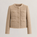 Thea | Cropped Tweed Blazer with Gold Buttons