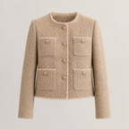 Thea | Cropped Tweed Blazer with Gold Buttons