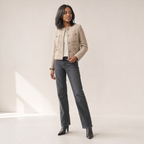 Thea | Cropped Tweed Blazer with Gold Buttons