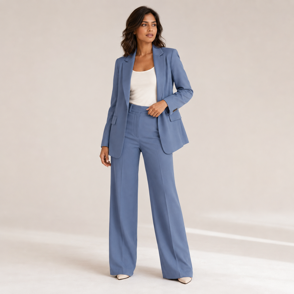 Mia | Tailored Long Blazer & Straight-Leg Trouser Set