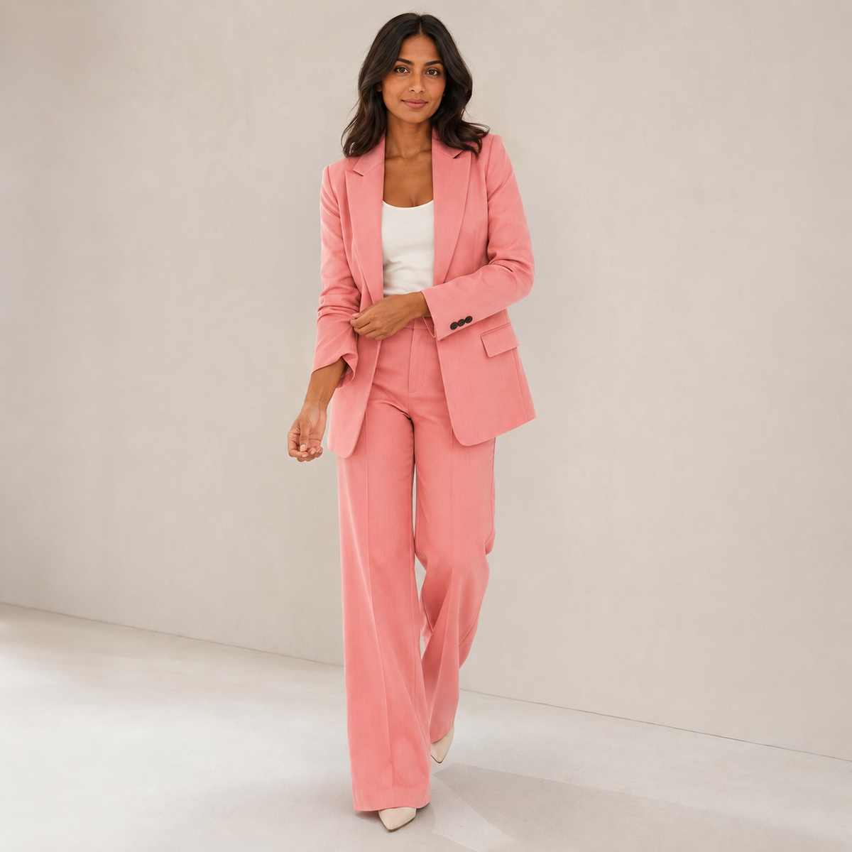 Mia | Tailored Long Blazer & Straight-Leg Trouser Set