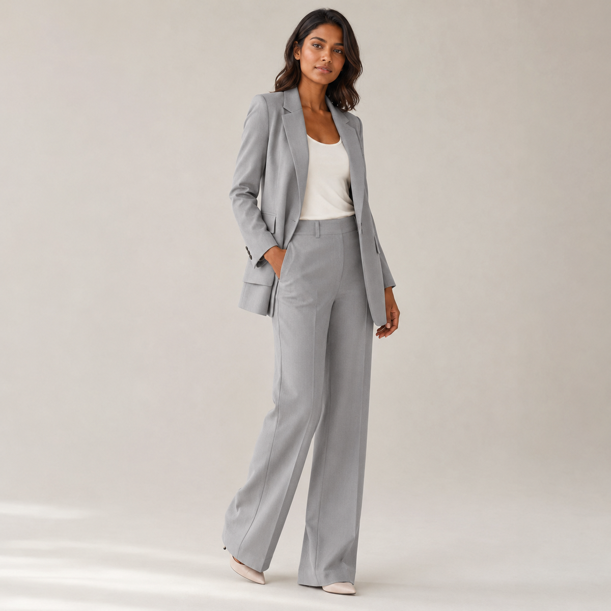 Mia | Tailored Long Blazer & Straight-Leg Trouser Set