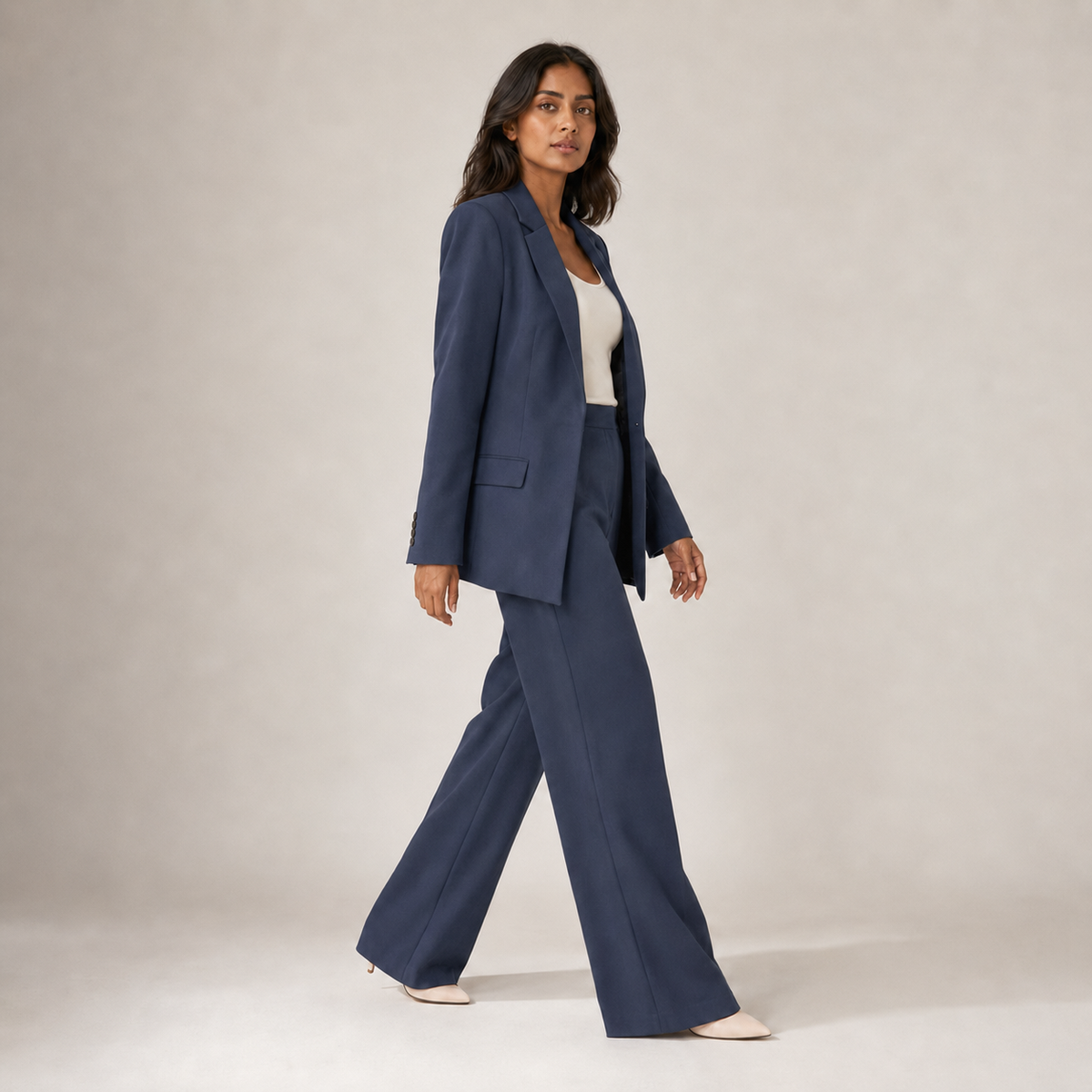 Mia | Tailored Long Blazer & Straight-Leg Trouser Set