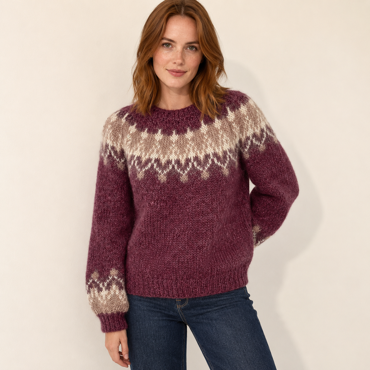 Elara | Relaxed Patterned Round Neck Knit Jumper
