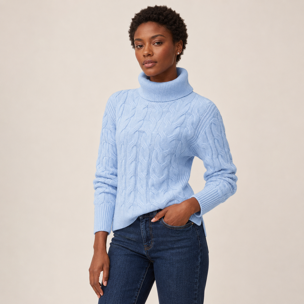 Guinevere | Roll Neck Jumper with Cable Knit Texture