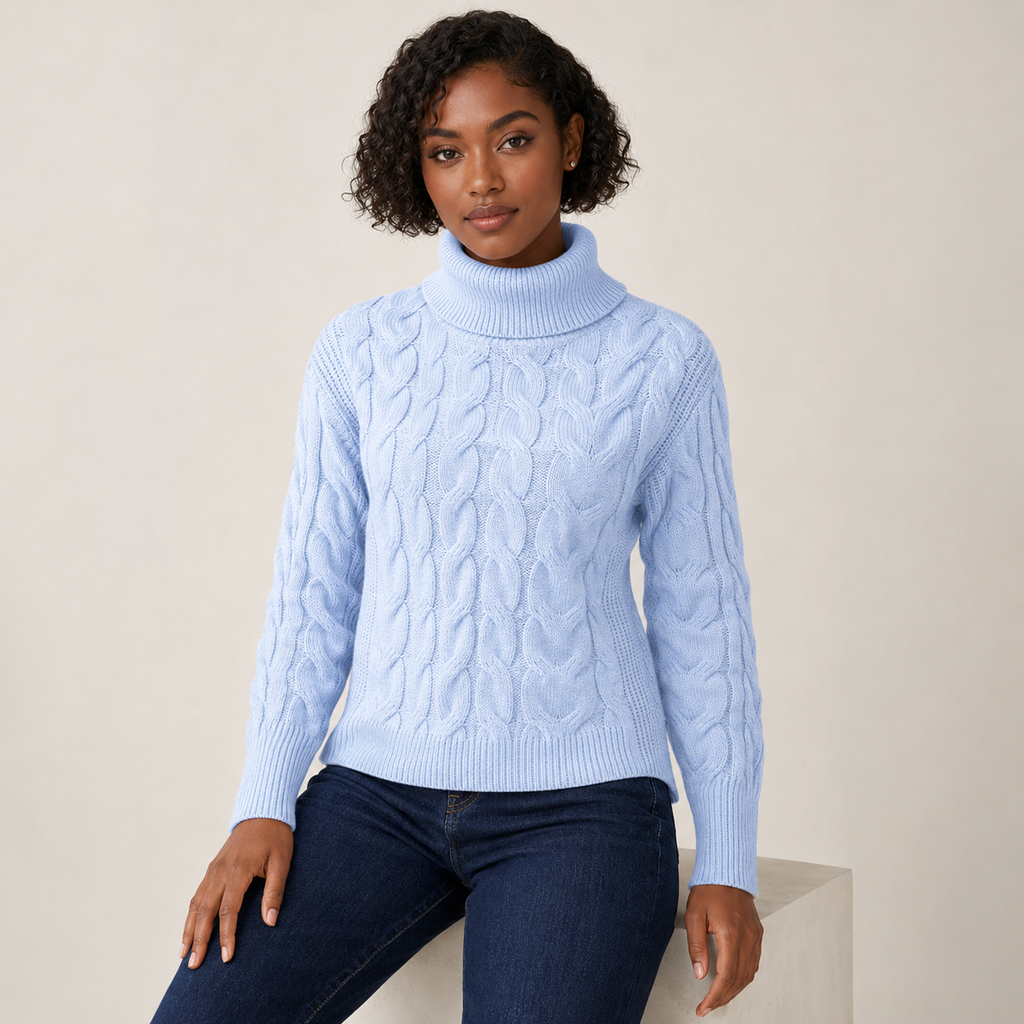Guinevere | Roll Neck Jumper with Cable Knit Texture
