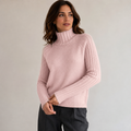 Beatrice | Pink Turtleneck Sweater with Relaxed Ribbed Fit