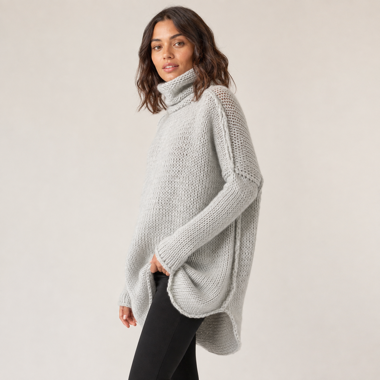 Ottilie | Chunky Polo Neck Jumper with Oversized Longline Fit