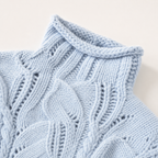 Lucienne | Beige Polo Neck Jumper with Cable Knit Texture