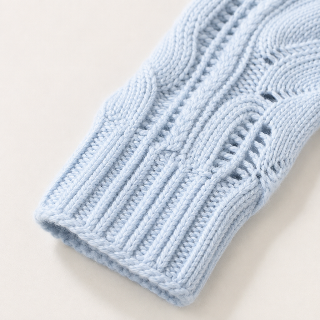 Lucienne | Beige Polo Neck Jumper with Cable Knit Texture