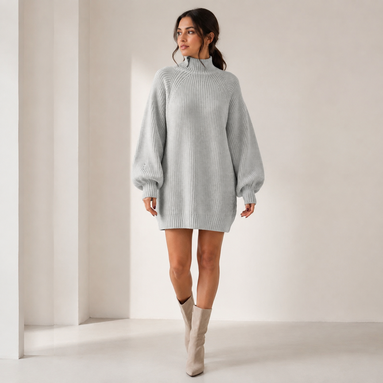 Aurelia | Oversized Longline Turtleneck Sweater with Relaxed Fit