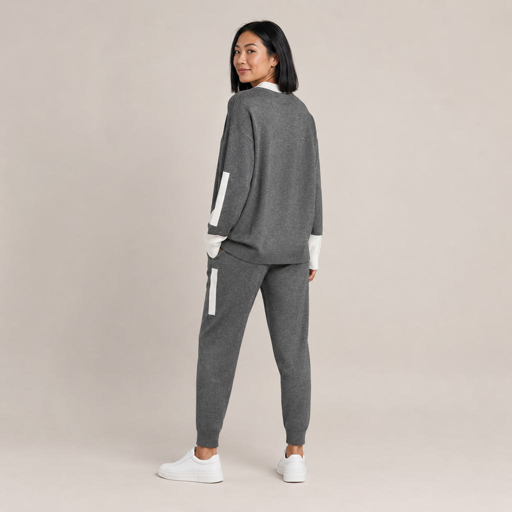 Amelie | Relaxed Contrast-Trim Knit Jogger Set