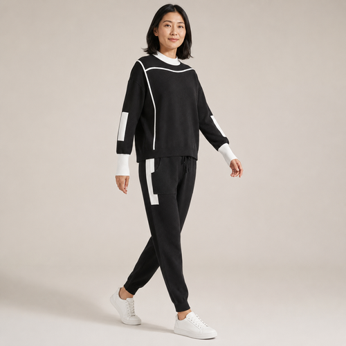 Amelie | Relaxed Contrast-Trim Knit Jogger Set