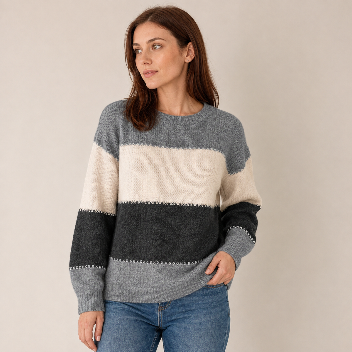 Anneliese | Striped Crew Neck Sweater