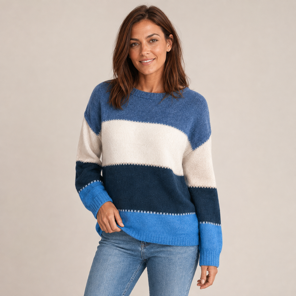 Anneliese | Striped Crew Neck Sweater